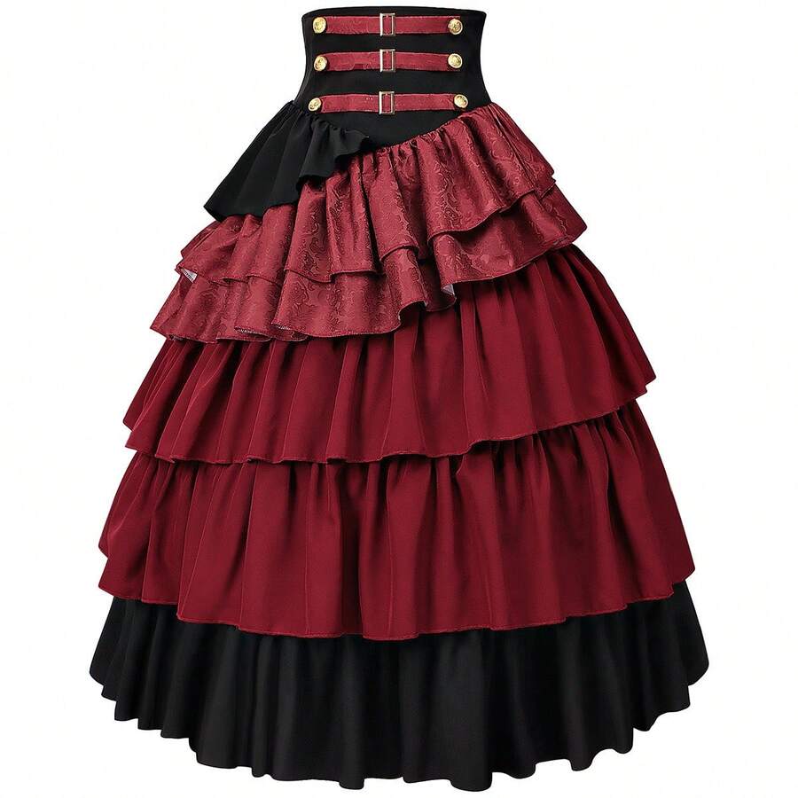 Stage Dance Wear - 25119 Retro Short Skirt 2 Red - View 1
