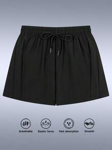 Quần short thể thao nữ ngoài trời bằng vải lưới thoáng khí, nhanh khô, dáng rộng, phù hợp cho chạy bộ, tennis, leo núi, yoga, màu đen, mùa hè. - màu đen - Xem 2