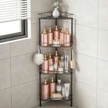 Organizador de Baño Esquinero para Regadera sin Taladro Estante de Ducha con 4 Repisas Removibles y Ajustables Fácil Instalación Revestimiento Antióxido Ideal para Esquina de Bañera y Azulejo A 7592745393698 - A - Ver 1