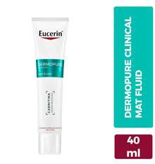 Eucerin DermoPure Clinical Mat Fluid Hidratante Matificante 40 ml Para Piel Grasa y Acneica Control de Brillo Hasta 8h Reduce Imperfecciones Regula Sebo No Comedogénico Textura Ligera Base de Maquillaje Uso Diario - Hyaluronic Acid - Ver 1