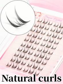 60pcs/Set No Glue Fairy Eyelashes, Korean Style, C Curl, 7-14mm Mixed Length, Self-Adhesive Design, Quick Makeup Application, Suitable For Beginners, Soft & Skin-Friendly, Reusable, Suitable For Daily, Commute, Date, Photography, Great Gift For Friends & Girlfriends - C - View 6