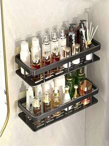 Estantería de almacenamiento para baño, estantería de esquina para baño, ducha y pared de aluminio, sin taladro y resistente a la oxidación, para almacenar cosméticos y artículos de tocador en baños, lavabos y cocinas - Multicolor - Ver 3