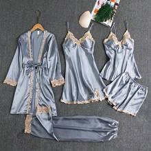 Five Piece Set Of Fashionable Multi Colored Optional Satin Contrasting Lace Straps With Waist Cinching Comfort, Suitable For Women To Wear As Outerwear For Home Wear - Màu xanh đậm - Xem 5