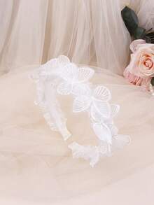 1 chiếc băng đô ren thêu hình bướm màu trắng, phụ kiện đa năng tạo nên vẻ mềm mại, dịu nhẹ. - trắng - Xem 4