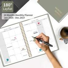 24-Month A5 Size High-Quality Minimalist Planner (2026-2027), Thick Paper, Simple Layout Suitable For Work, Study, Home Planning, Appointment Scheduling, Goal Tracking, Office Desk Decor - Green - View 2