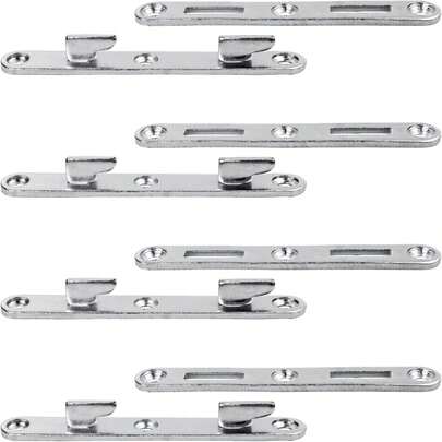 PDETVEO 4PCS 5Inch Bed Rail Fasteners, Metal Bed Rail Brackets With Hooks, Heavy Duty Bed Frame Connectors, Replacement Parts For Wood Headboard And Side Rail (Silver)