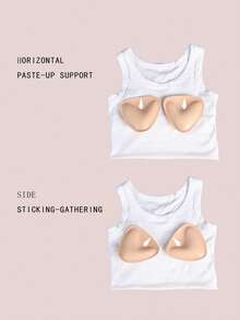 2pcs Double-Sided Self-Adhesive Breast Lift Pads, Washable & Reusable, Help Prevent Sagging For Large Bust, Lift Up Small Bust, Make Bust Look Fuller, Invisible Thickened Swimsuit Bra Pads, Waterproof For Swimming - Apricot - View 13