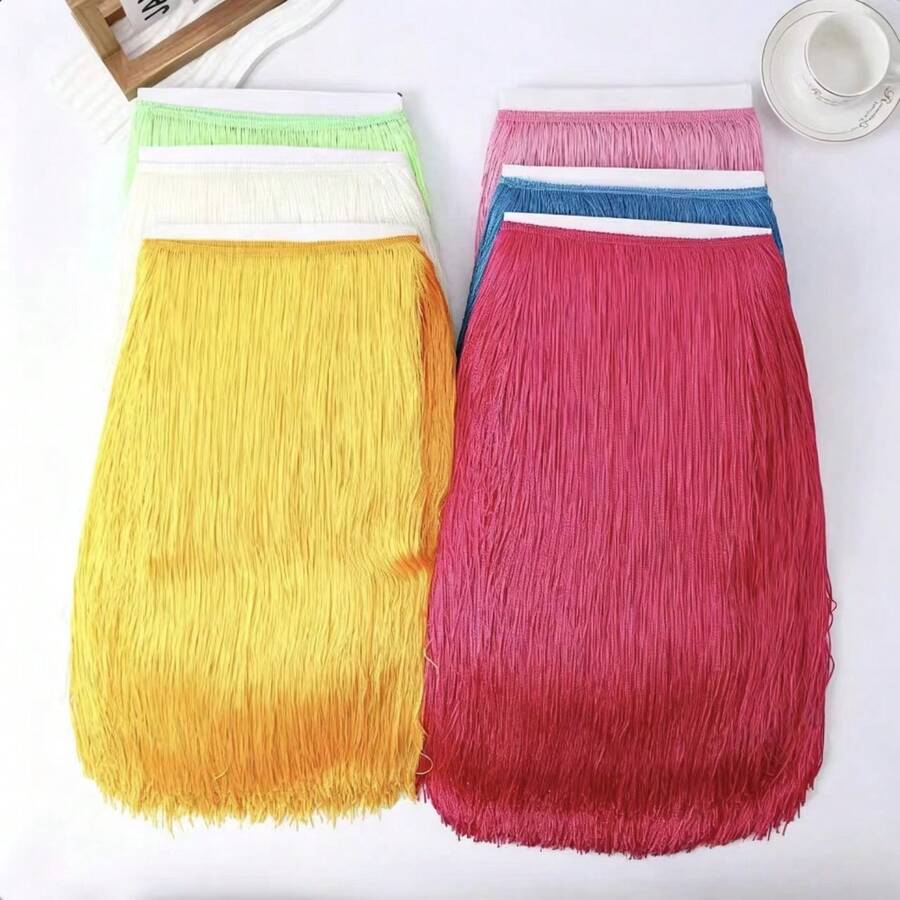 50 cm de large Textile en polyester à franges, accessoire de costume de danse latine, décoration de rideau DIY - multicolore - Voir 1