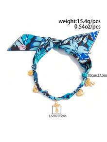 1pc Bohemian Vintage Bow, Heart, Flower, Cross Pendant Print Scarf Charm Metal Necklace, Luxurious Elegant Casual Minimalist Streetwear, Suitable For Wedding, Holiday, Party, Birthday, Couple, Versatile Fashion Necklace Gift For Women - Necklace - View 6