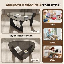 Nalupatio Grey Glass Top & Black Legs,Modern Coffee Table,Triangular Geometric Top,Mid-Century Irregular Shape,Easy-Clean Scratch-Resistant,Shatter-Proof Safety Glass,Triple Metal Rod Support,Sturdy & Durable,Living Room Focal Point - 黑色灰玻 - 查看 5