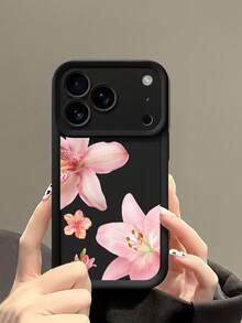 1个时尚简约粉色百合图案防摔TPU手机壳，兼容苹果/三星手机，包括Apple 7P XR 11 12 13 14 15 16 Pro Max 17 Pro Max 17 Pro Air 17 S22 S23 S24 S25 S26 Ultra A13 A14 A15 A16 A17 A53 A54 A55 A56 A57 - 粉色 - 查看 3