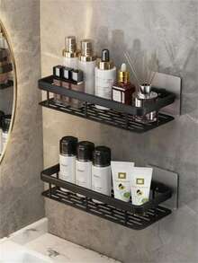 Estantería de almacenamiento para baño, estantería de esquina para baño, ducha y pared de aluminio, sin taladro y resistente a la oxidación, para almacenar cosméticos y artículos de tocador en baños, lavabos y cocinas - Multicolor - Ver 5
