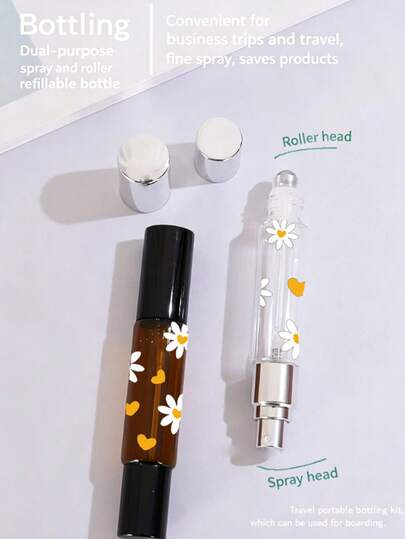 2-in-1 ขวดน้ำหอมรีฟิล | ฟังก์ชันคู่: ลูกกลิ้ง + สเปรย์ | ดีไซน์มินิมอลพิมพ์ลายโปร่งใส | ป้องกันการรั่วซึมและทนทาน | เหมาะสำหรับน้ำหอม, โคโลญจน์ และน้ำมันหอมระเหย | ขวดลูกกลิ้งคู่และสเปรย์อเนกประสงค์ | ขวดแบ่งน้ำหอมทรงกระบอก | ขวดแก้วใสพกพาเหมาะสำหรับการเดินทางและเครื่องสำอาง