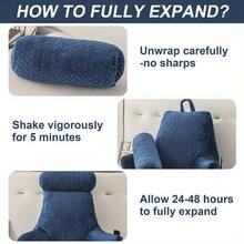 Pillow For Reading, Featuring A Large And Removable Neck Roll, Ideal For Supporting Your Back While Enjoying Books, Gaming, Or Watching TV - Grey - View 9