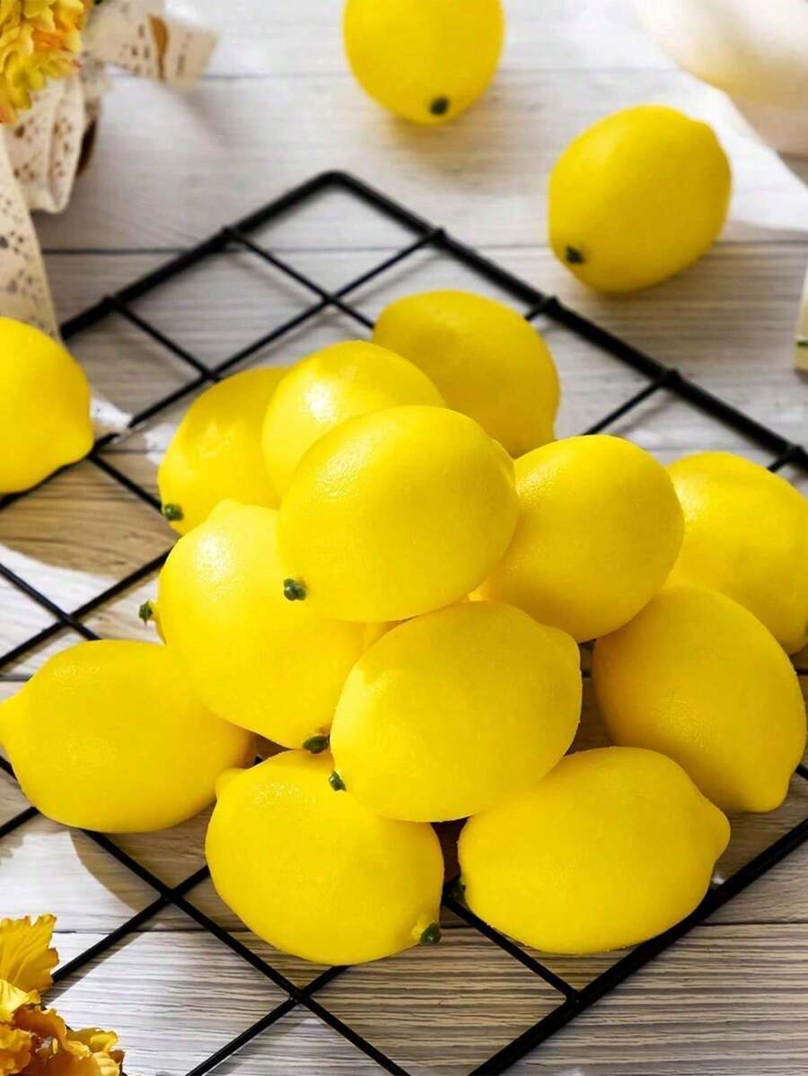 16/8/4/1pcs Mini Realistic Artificial Lemon Model, Suitable For Home, Kitchen, Wedding, Party, Photography Props, Decoration, Gift, Birthday, Graduation, Realistic Lemon Decor For Bowl/Plate Decoration, Table Centerpiece, Kitchen Summer Decor, Fruit Decoration - Yellow - View 1