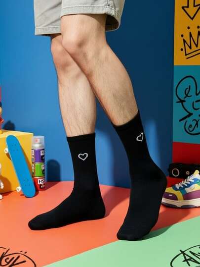 1/5/10 pares de calcetines de unicolor versátiles, transpirables, cómodos y absorbentes, calcetines cortos adecuados para uso diario, deportes, oficina, estilo casual, todo el año, San Valentín