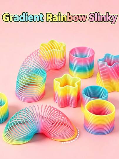 3pcs Gradient Iridescent Rainbow Slinky - Elastic Stress Relief Spring Coil, Performance Balance Toy