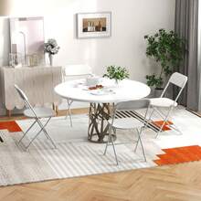 GOFLAME 4Pack Metal Folding Chairs Portable Patio Chairs W/ Plastic Seat & Back - White - View 4