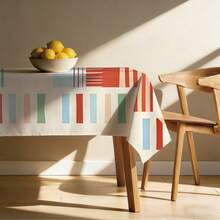MEMNUN 1PC Colorful Patchwork Geometric Print Pattern Tablecloth, Playful And Vibrant Dining Tablecloth 140*220cm/140*180cm/140*140cm/90*140cm, Printed Polyester Material Table Decor, Home Decor, Kitchen Decor, Table Cloth Rectangle, Table Cloth Square, Home Decor Suitable For Picnic, Camping, Party, Restaurant Buffet, Home Decoration, Dining Table, Tabletop, Countertop Decoration, Home DIY - Multicolor - View 7
