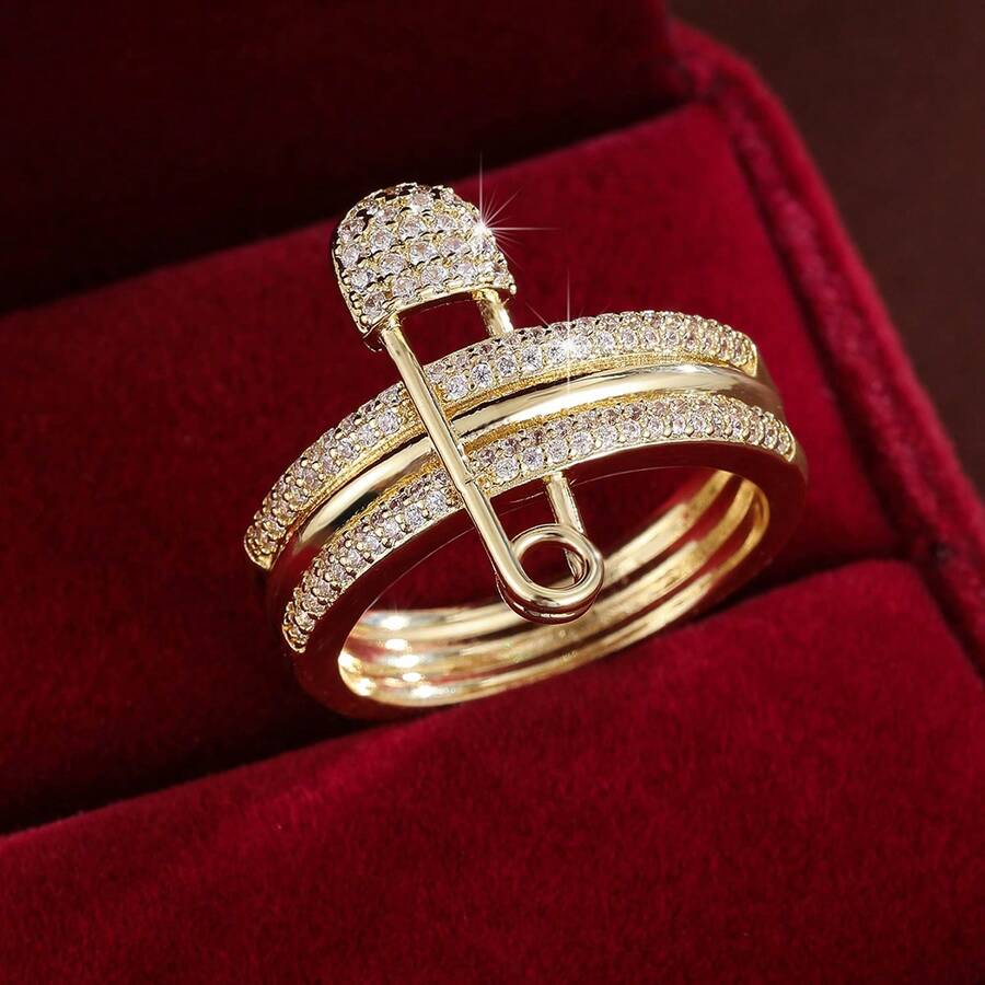 1pc Fashion Circle Design Artificial Zirconia Stone Women Ring - Multicolor - View 1