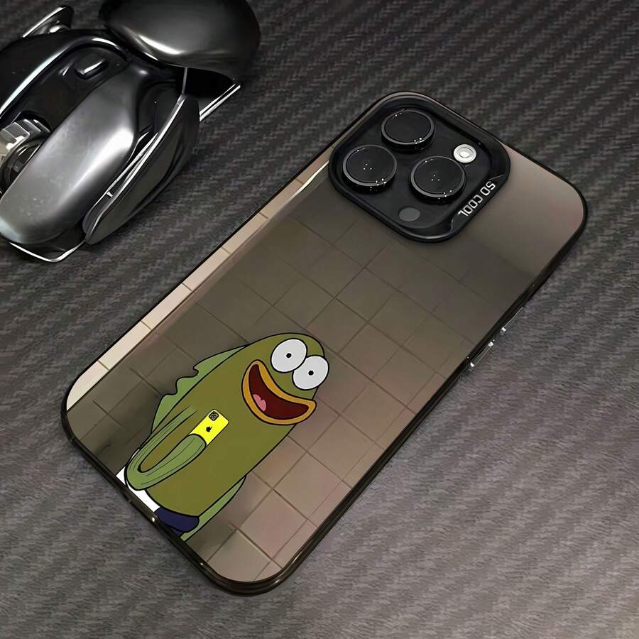 Bob Esponja se toma una selfie con fondo amarillo.funda de teléfono Fundas compatibles con ,Apple,VIVO,OPPO,,, y Honor.Fabricadas en silicona TPU,ofrecen protección contra golpes y caídas. - Negro - Ver 1