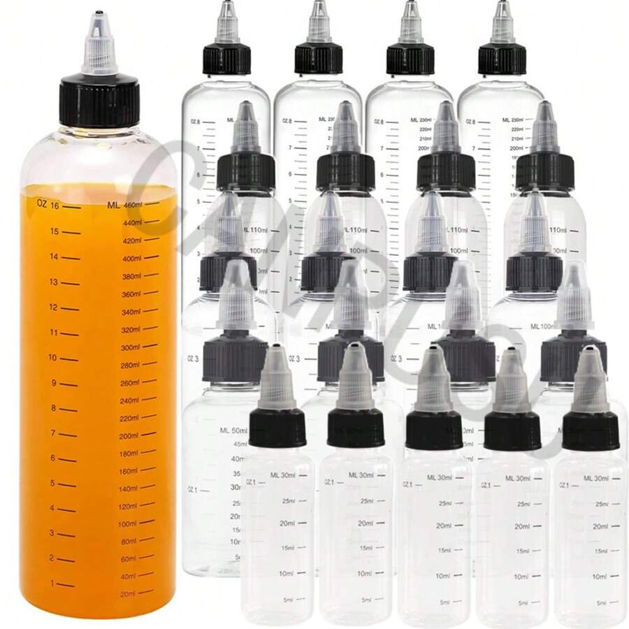 Botellas de almacenamiento de plástico transparente de 30ml/60ml/100ml/250ml con escalas, botellas para mezclar pegamento y pintura de modelos
