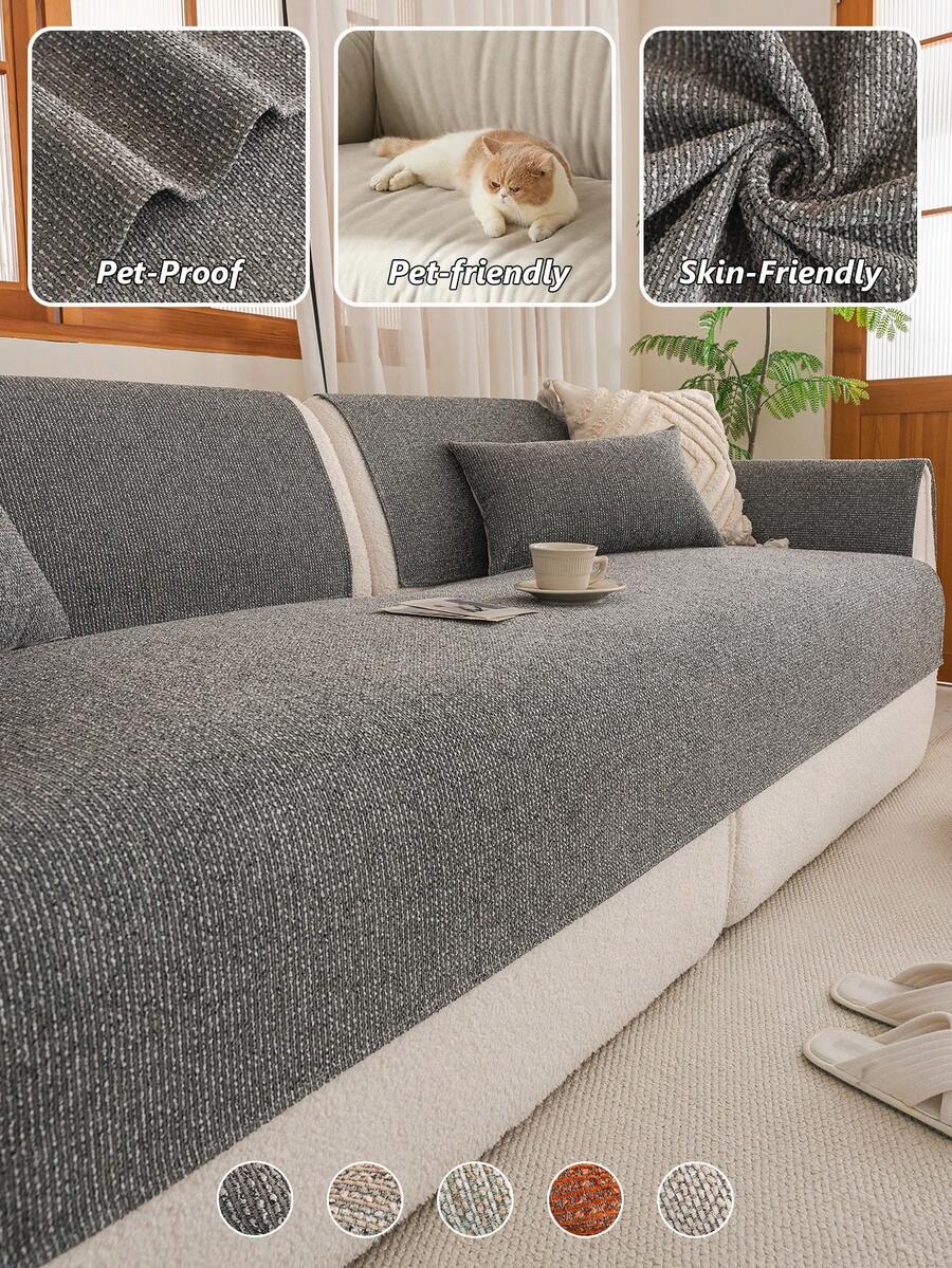 1 Tấm bọc ghế sofa kiểu dáng đơn giản, chống trầy xước do thú cưng, đệm chống trượt đa năng bốn mùa, vỏ bọc ghế sofa dệt kim jacquard chenille, tấm bảo vệ ghế sofa tiện dụng. - Nhiều kiểu dáng - Xem 1