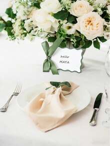 10pcs Shell Shaped Name Cards, Suitable For DIY Wedding Table Cards, With Ribbons For Hanging, Wedding Table Numbers, Wedding Reception Desk Labels, Wedding Centerpiece Decor, Wedding Hanging Ornaments, Wedding Favors, Wedding Guest Gifts - Multicolor - View 4