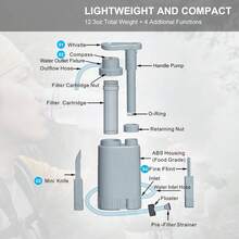 [Outdoor Water Filter Multipurpose For Survival]- Portable Hiking Water Filtration System - Water Purifier For Hiking, Travel, And Emergency - Hand Pump Water Filter - Green - View 2