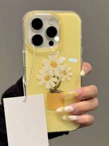 1 pieza Funda protectora brillante con girasol de primavera, cobertura completa anti-caída para iPhone11/12/13/14/15/16/17/PROMAX - Amarillo - Ver 3