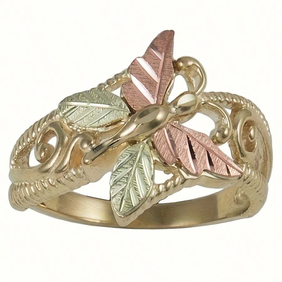 Cincin Dua Warna Berukir Daun Berongga yang Modis, Cocok untuk Jamuan, Pesta, Hadiah Liburan & Perhiasan (Berbagai Warna) - MultiWarna - View 1