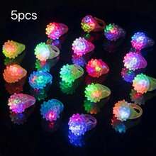 5/10 piezas Anillos con Luces LED, Regalos para Fiestas, Luces LED Intermitentes, Brillan en la Oscuridad, Adecuados para Bodas, Halloween, Navidad, Conciertos de Música, Fiestas de Club (Surtido Aleatorio), Otoño, Navidad - Multicolor - Ver 9