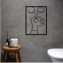Decoración de pared con pinza nasal de acrílico, arte de línea minimalista y elegante para el baño, decoración de baño humorística, arte de línea colgante de pared para el baño de invitados, artesanía y creatividad - Multicolor - Ver 9