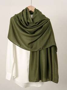 1pc Plain Color Linen Soft Hijab Scarf Shawl,Travel Essential,Holiday - Multicolor - View 3