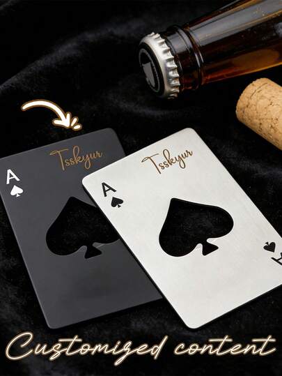 Customize 5/10/20pcs Poker-Shaped Bottle Openers, Stainless Steel Beer Bottle Openers, Poker-Style Soda Bottle Openers, Which Can Be Put In Wallets And Pockets, Suitable For Wedding And Birthday Parties, Room Decoration, Beer Can Openers, Suitable For Outdoor Camping.