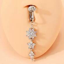 1个免穿孔雪花星形锆石肚脐夹，男女皆宜 - navel ring - 查看 5
