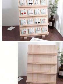 Giá trưng bày trang sức khuyên tai bằng gỗ 4 tầng, giá đựng trang sức để bàn dung lượng lớn, giá trưng bày khuyên tai bằng gỗ tự nhiên. - Màu be - Xem 2