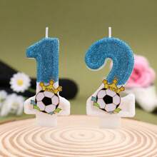 FIFA 足球主题数字生日蜡烛，世界杯球迷派对蛋糕装饰，营造氛围的生日烘焙配件，适合庆祝不同年龄段的场合，为生日派对增添运动主题氛围，打造个性化的庆祝时刻 - 多色 - 查看 2