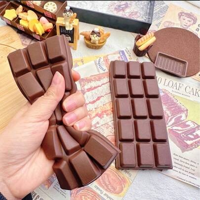 1pc Soft Squishy Chocolate Theme Squeeze Toy - Soft Slow Sticky Realistic PU Large Chocolate Bar Slow Rebound Stress Relief Squeeze Toy - Gift Model Prop Finger Sucker - Soft Squishy Squeeze Toy, Extra Large Soft Squishy Stress Relief Toy, Slow Rebound Soft Cute Toy, Stress Relief Toy, Gift For Him, Stress Relief Toy, Birthday Gift, Party Favor, Holiday Gift