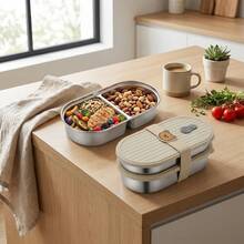 1pc/2pcs 304 Stainless Steel Lunch Box, Reusable Leak Proof Bento Box, Portable Large Capacity Lunch Container, Fruit Salad Food Storage Container, Dishwasher & Microwave Allowable, Suitable For Student And Adult Use In School, Office, Outdoor Camping, Picnic, Travel, Back To School - Multicolor - View 2