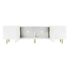 High-Gloss TV Cabinet With Four Doors, Modern And Simple, In White. - White - View 7
