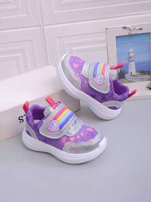1 Pair Comfortable, Fashionable, Lightweight, Breathable Children's Sports Shoes With Lace-Up Design, Easy To Put On And Take Off, Suitable For Indoor And Outdoor Wear All Year Round - Purple - View 9