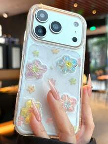 Sommer Süß 3D Bunte Blumen Lilie Gänseblümchen Pailletten Transparente Epoxidharz Handyhülle Kompatibel mit iPhone 17 Pro Max, 17 Pro, 17, 16 Pro Max, 16 Pro, 16, 15 Pro Max, 15 Pro, 15, 14 Pro Max, 14 Pro, 14, 13 Pro Max, 13 Pro, 13 Mode Transparente Stoßfeste Schutzhülle - Glitzerlilie - Übersicht 4
