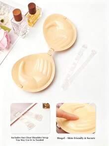 Self-Adhesive Backless, Strapless Bra, Reusable, Suitable For Wedding Party Dresses, Bikini, Mother's Day Gift - Apricot - View 12