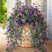 2/4pcs Artificial Silk Morning Glory With Holly Leaves, UV-Resistant, Lifelike Hanging Floral, Suitable For Outdoor Decoration In Spring And Summer, Artificial Hanging Flowers For Wedding, Home, Office, Garden, Birthday, Anniversary, Holiday, Graduation Ceremony (Rose Red) - Multicolor - View 1