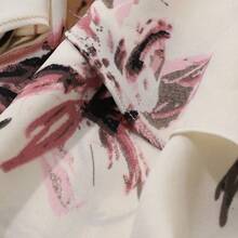 Women's Elegant V-Neck Floral Puff Sleeve Ruffle Hem Mid-Length Dress, Summer Sundress Easter - Rosa - Ver 8