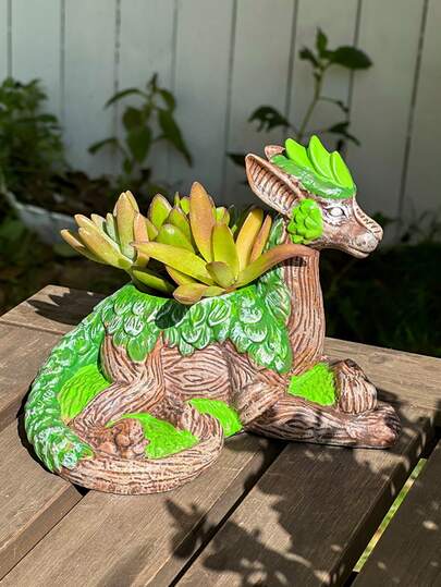 1 chậu trồng cây mọng nước hình rồng vân gỗ sáng tạo, chậu hoa bằng nhựa hình động vật rừng cổ điển, trang trí nhà cửa, sân vườn.