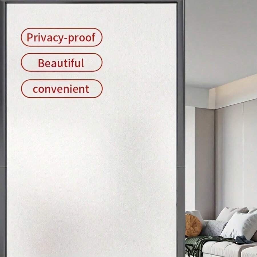 1 Roll White Frosted Window Privacy Film - Matte Glass Heat Insulation Static Cling Sticker, Suitable For Bathroom, Home And Office