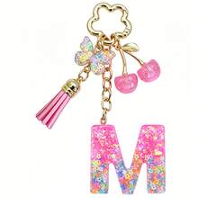 1pc Resin Flower Sequin Keychain, Suitable As Gift For Girlfriend - Pink - View 2