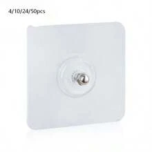 Bộ 4-6 móc treo tường tự dính, không cần khoan, không cần đinh, không để lại dấu vết. - Trắng - Xem 10